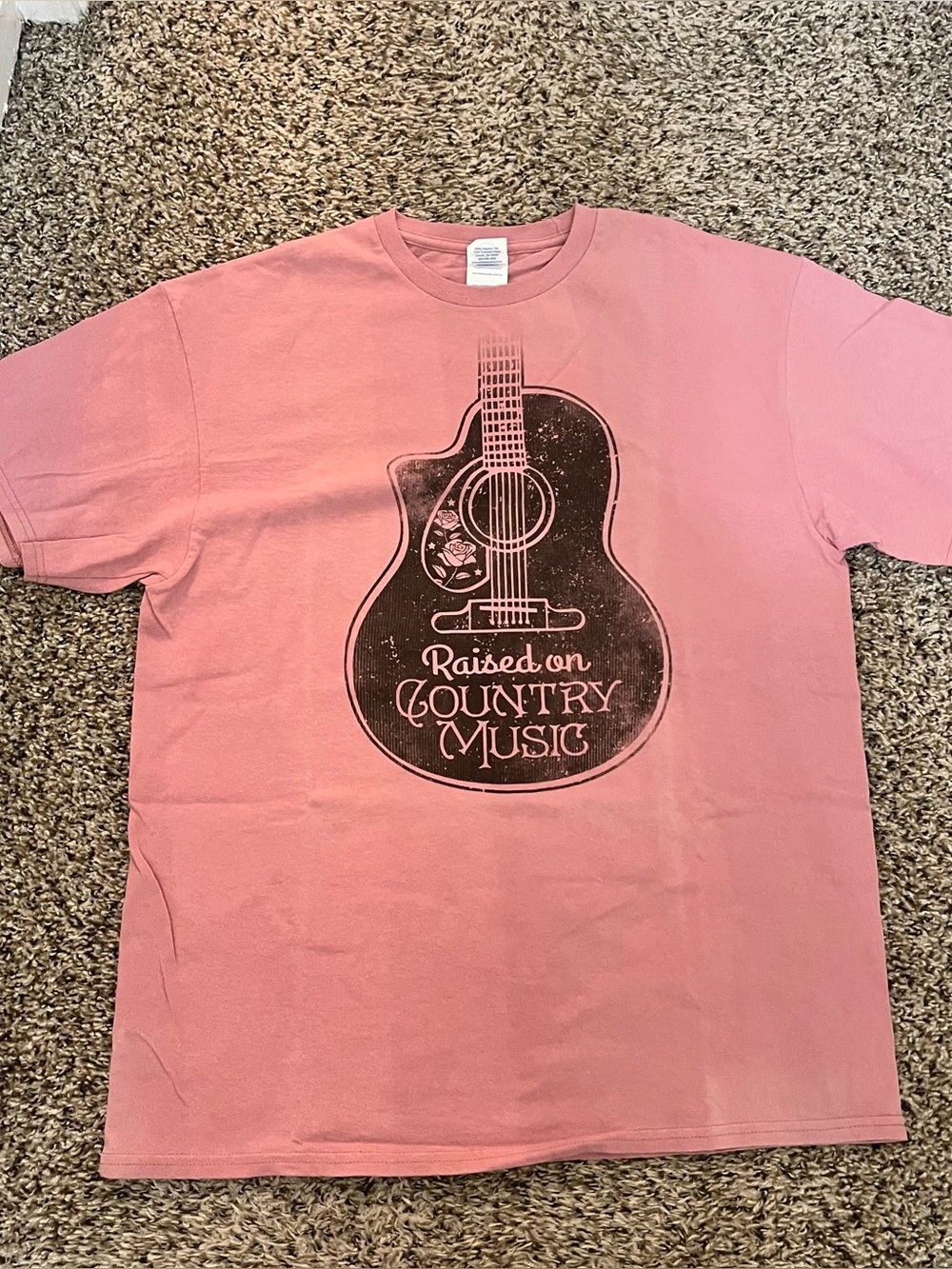 Raised On Country Music Pink T-Shirt  Size Large